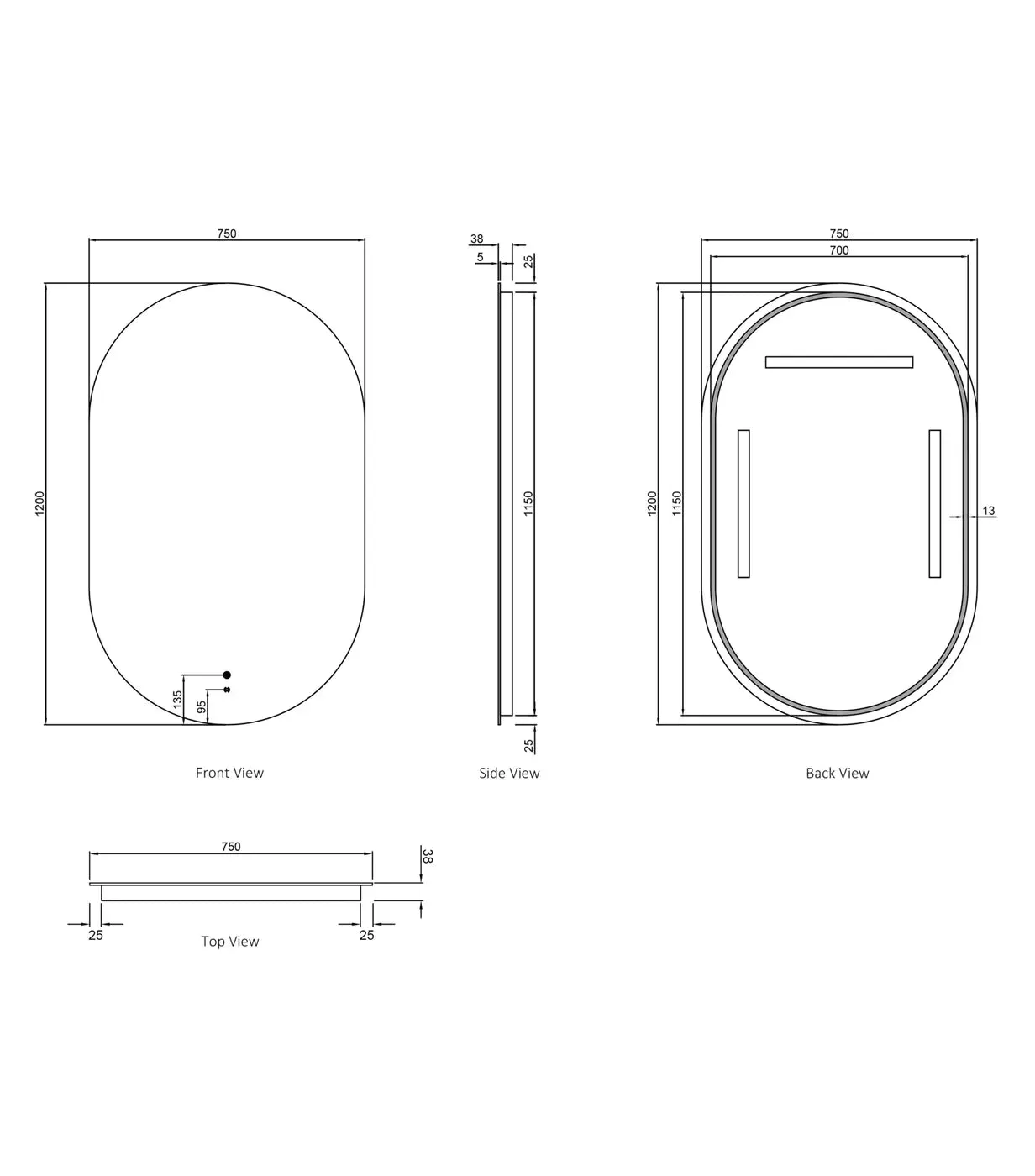 Otti Australia | 1200 Noosa Black Metal Frame Mirror