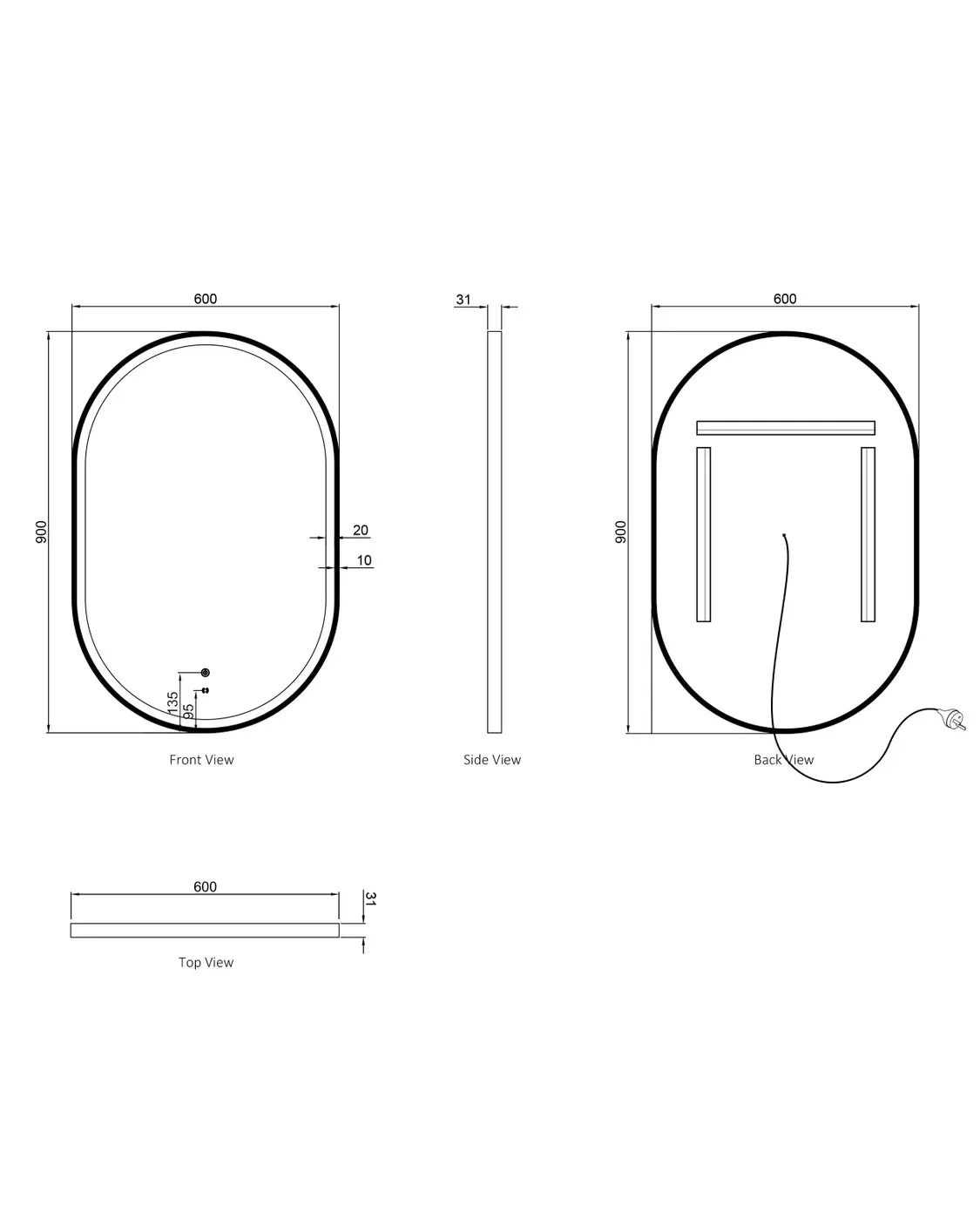 Otti Australia |900x600 Noosa Black Metal Frame Mirror