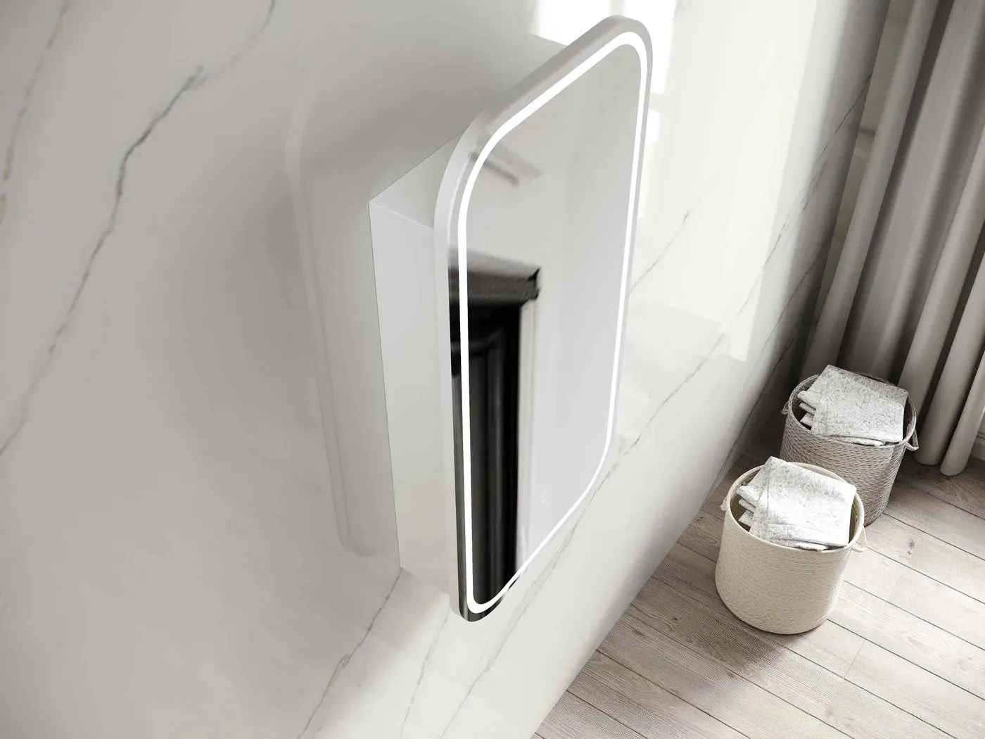 Otti Australia | Newport Matte White Soft Square Led Shaving Cabinet