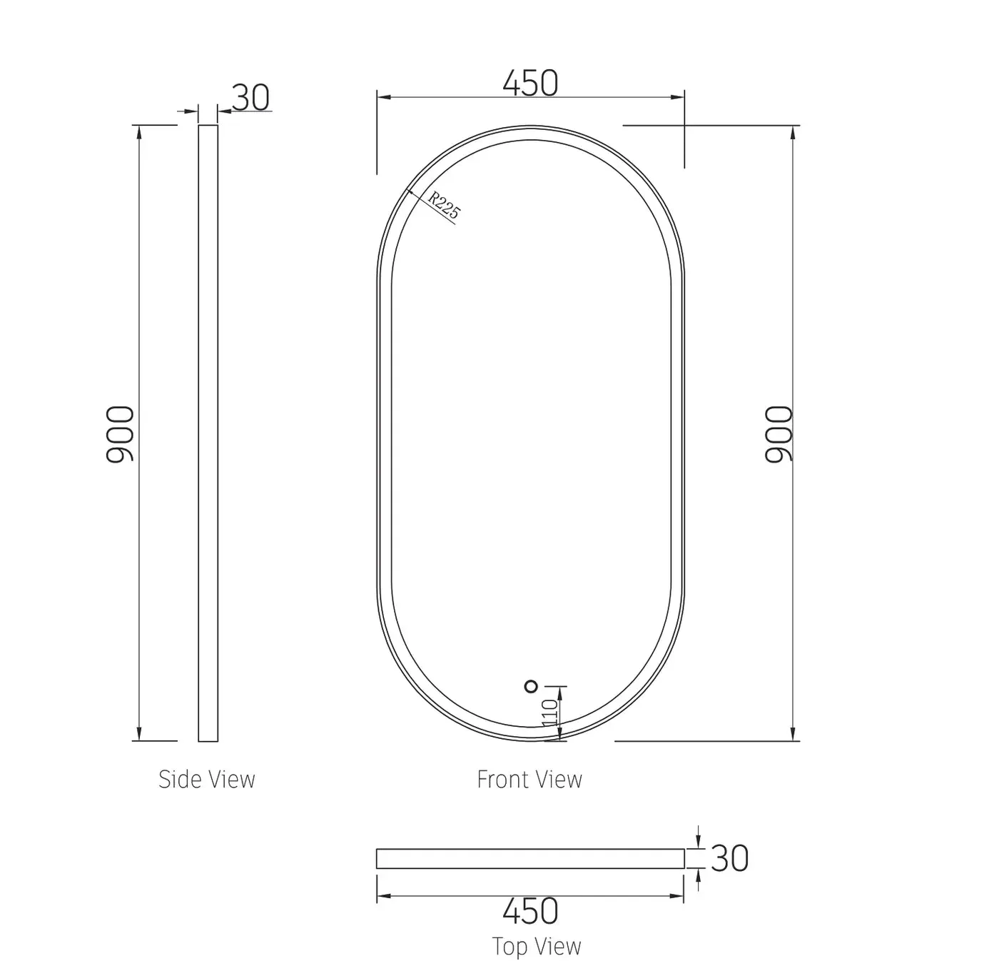 Otti Metal Framed Led Mirror Gold 900x450mm