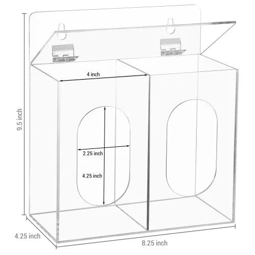 Premium Clear Acrylic Wall Mounted Mask and Glove Organizer