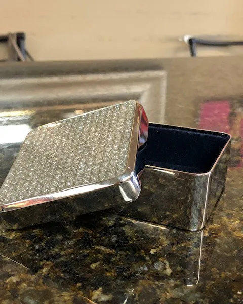 Rhinestone Accent Silver Ring Box