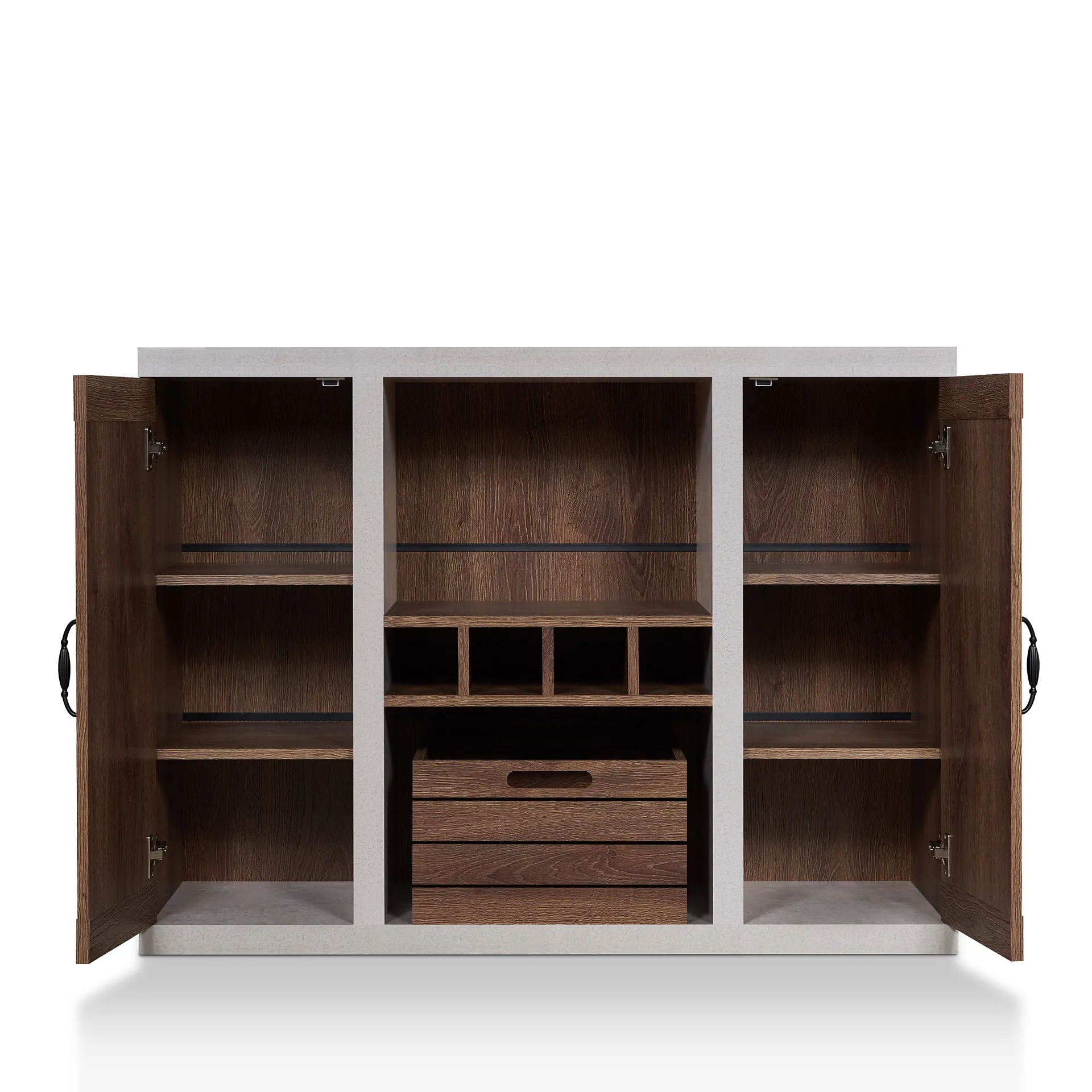 Siessa Industrial 4-Bottle Wine Bar Cabinet with Removable Crate