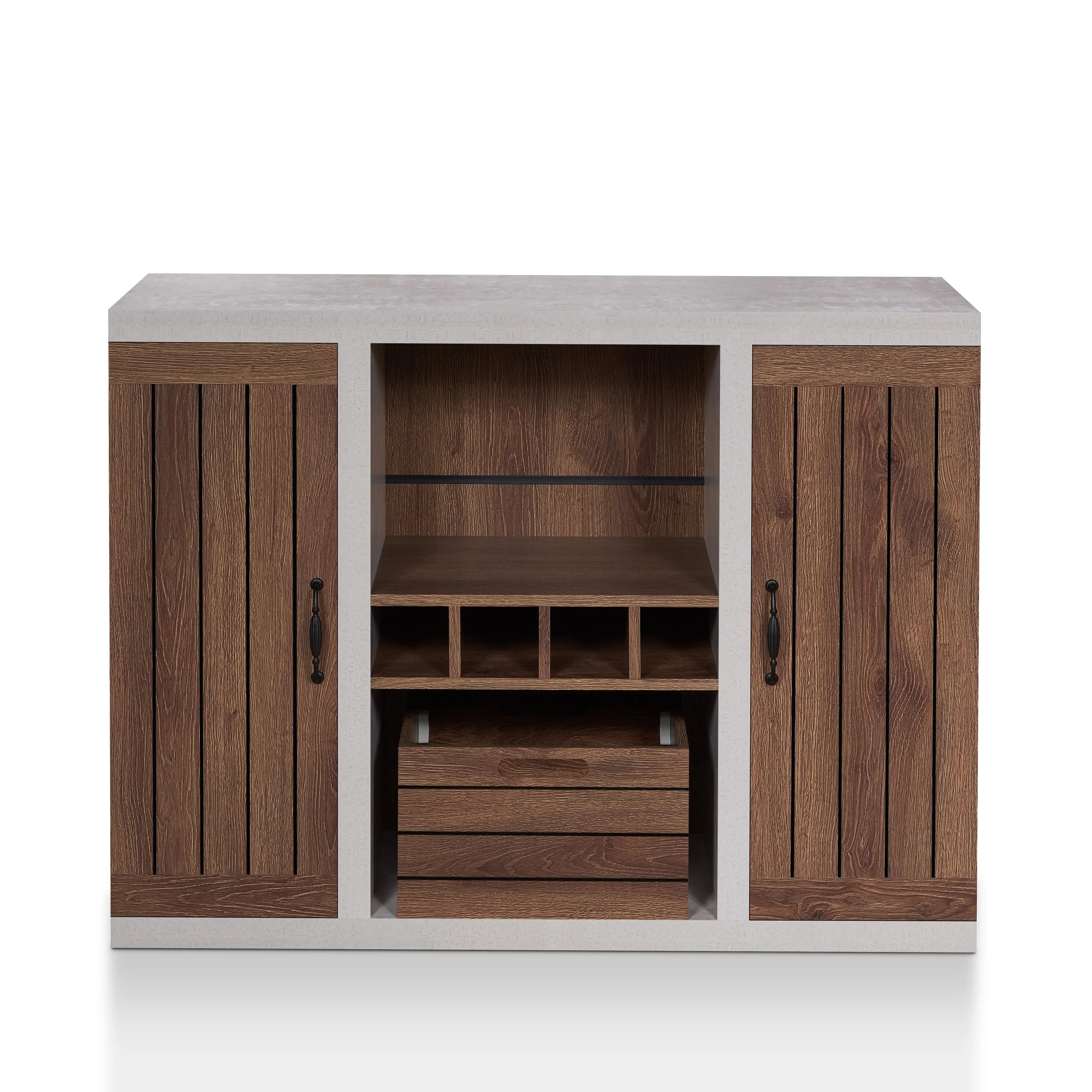 Siessa Industrial 4-Bottle Wine Bar Cabinet with Removable Crate