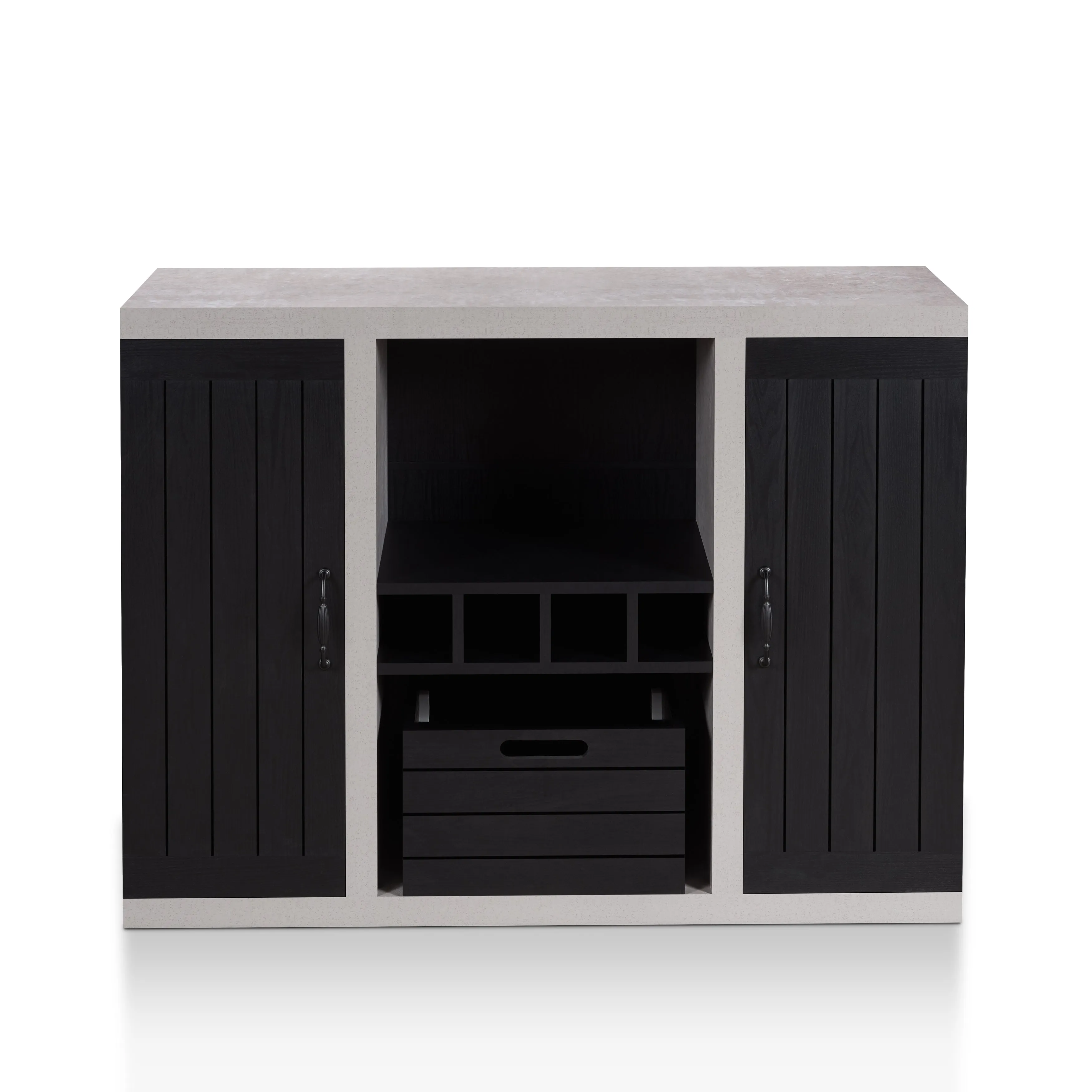 Siessa Industrial 4-Bottle Wine Bar Cabinet with Removable Crate