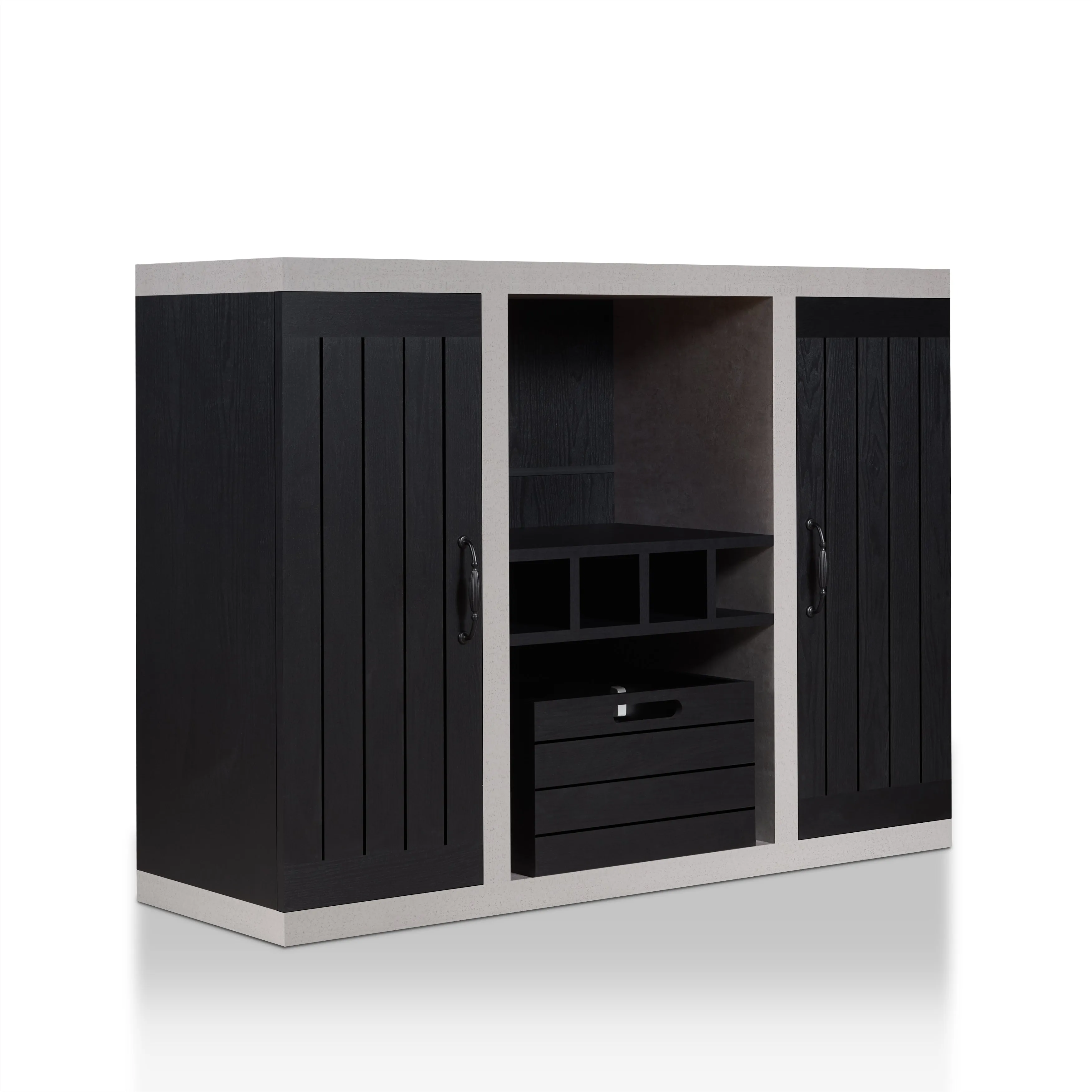Siessa Industrial 4-Bottle Wine Bar Cabinet with Removable Crate