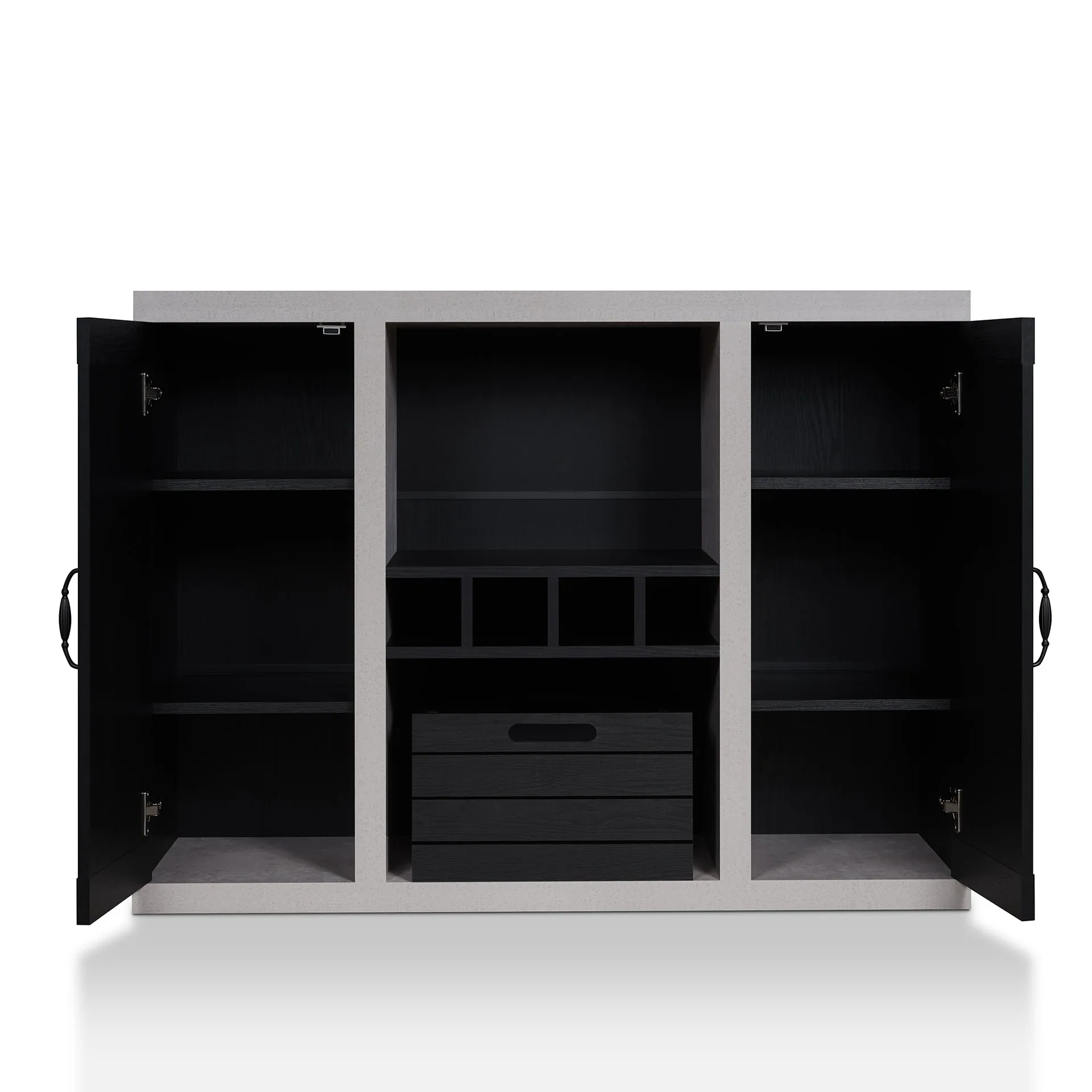Siessa Industrial 4-Bottle Wine Bar Cabinet with Removable Crate