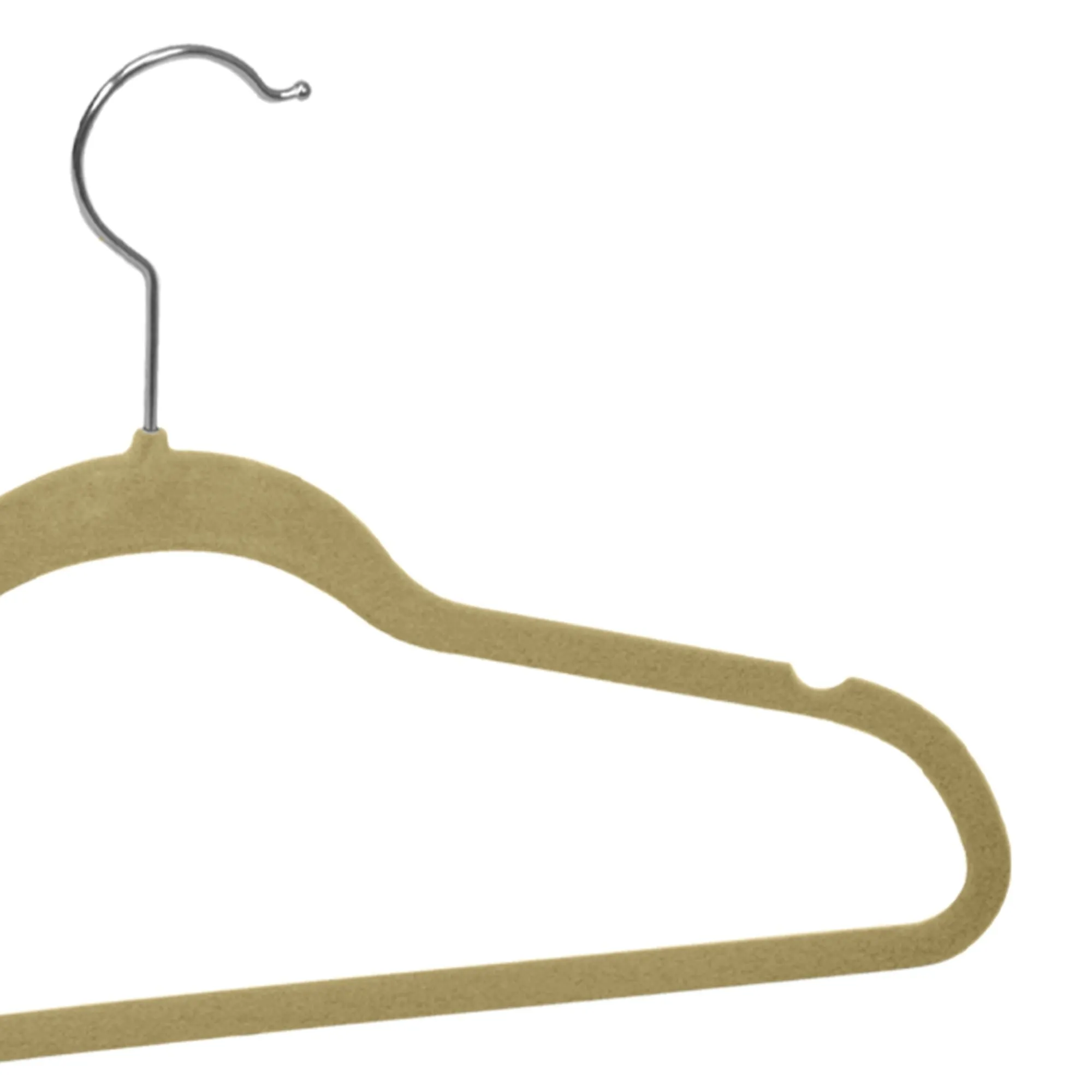 Slip-Proof Snag-Free Ultra Slim Velvet Hanger with Rotating Steel Hook,  (Pack of 10), Camel