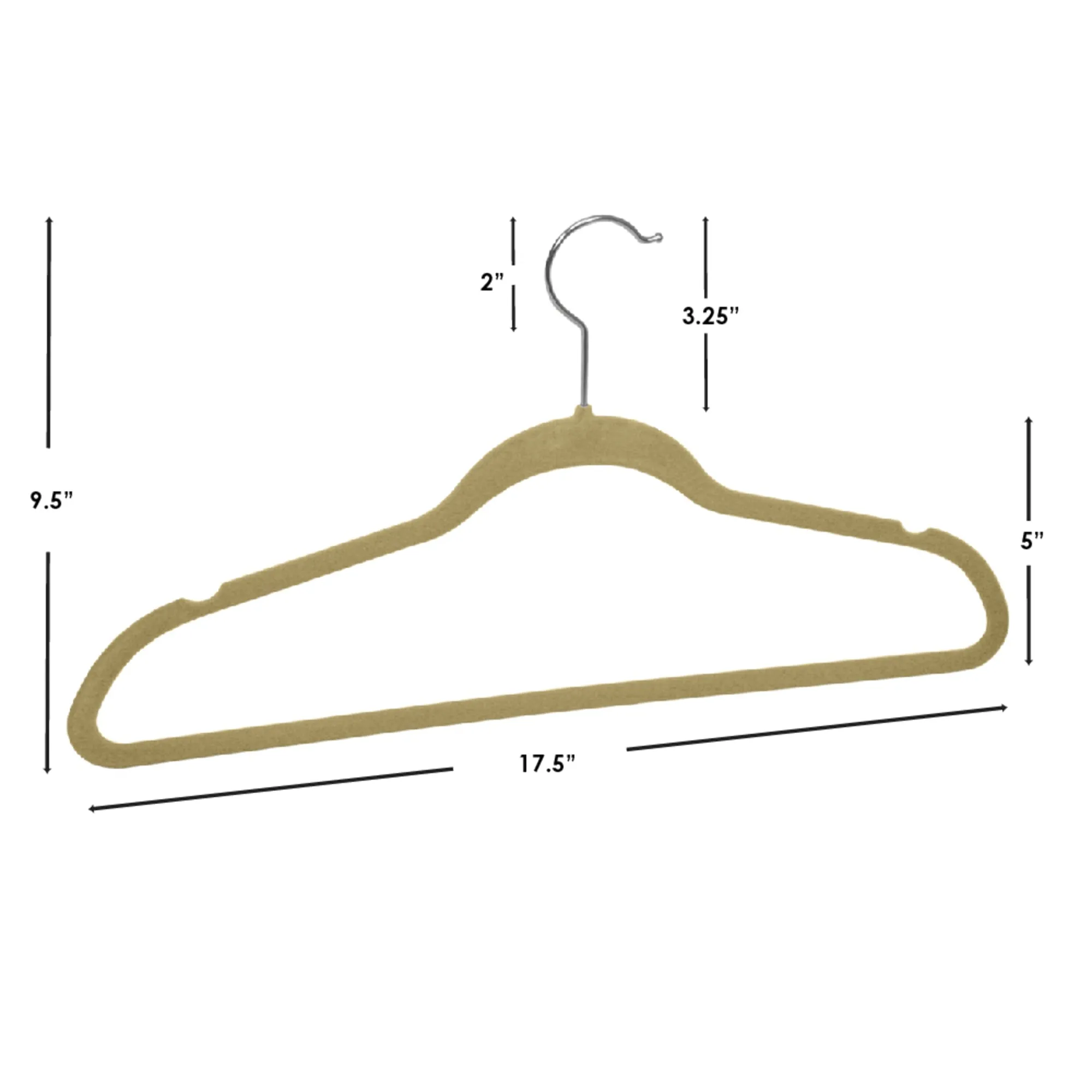 Slip-Proof Snag-Free Ultra Slim Velvet Hanger with Rotating Steel Hook,  (Pack of 10), Camel