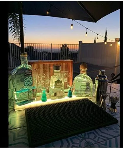 SPARIK ENJOY Home Lighting Wall-Acrylic Mounted Wine Racks - 2 Ft LED Lighted Liquor Bottle Display Shelf Includes Infrared Remote Control