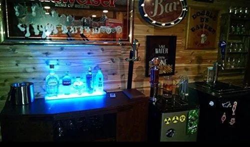 SPARIK ENJOY Home Lighting Wall-Acrylic Mounted Wine Racks - 2 Ft LED Lighted Liquor Bottle Display Shelf Includes Infrared Remote Control