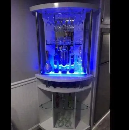 SPARIK ENJOY Home Lighting Wall-Acrylic Mounted Wine Racks - 2 Ft LED Lighted Liquor Bottle Display Shelf Includes Infrared Remote Control