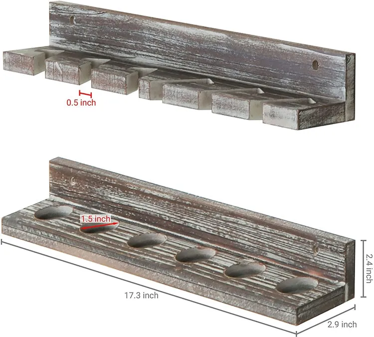 Torched Wood Vertical Fishing Pole Wall Storage Rack