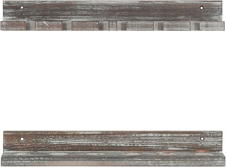 Torched Wood Vertical Fishing Pole Wall Storage Rack