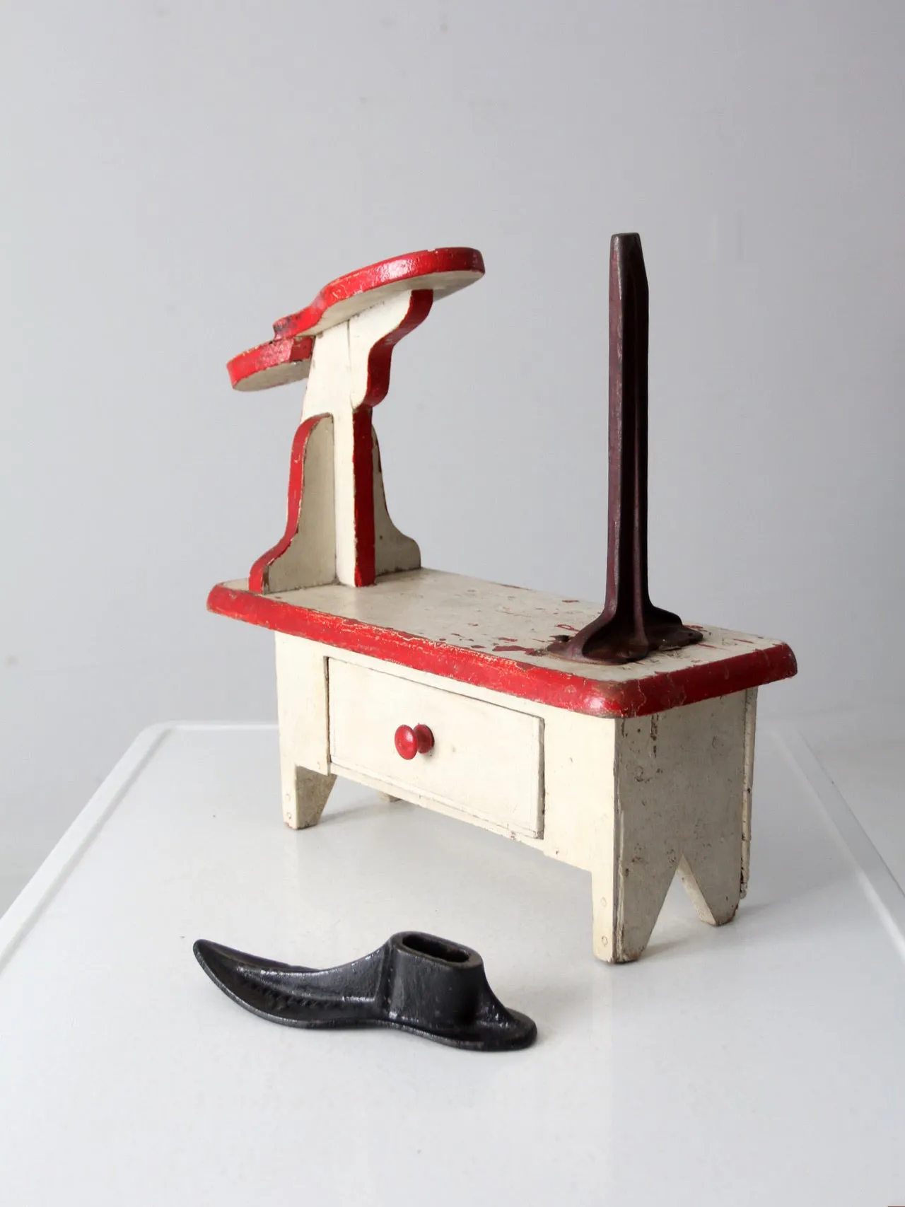vintage cobbler's shoe stand station