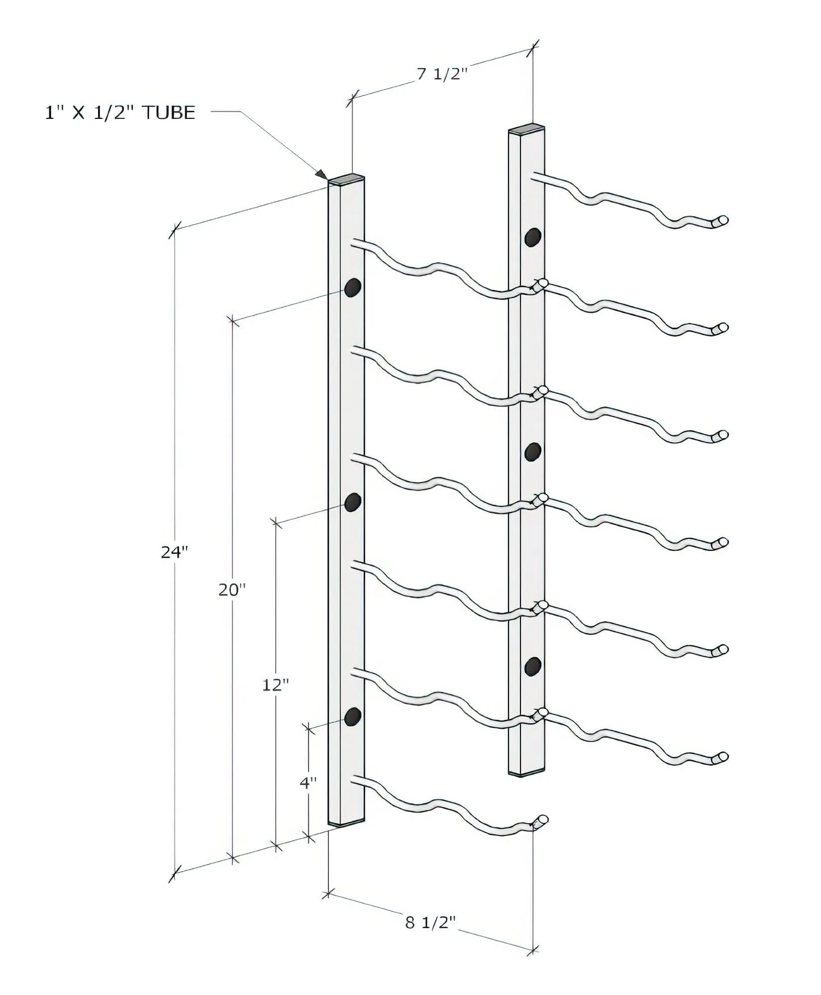 W Series 2ft Wall Mounted Wine Rack (12 bottles - Double Depth)