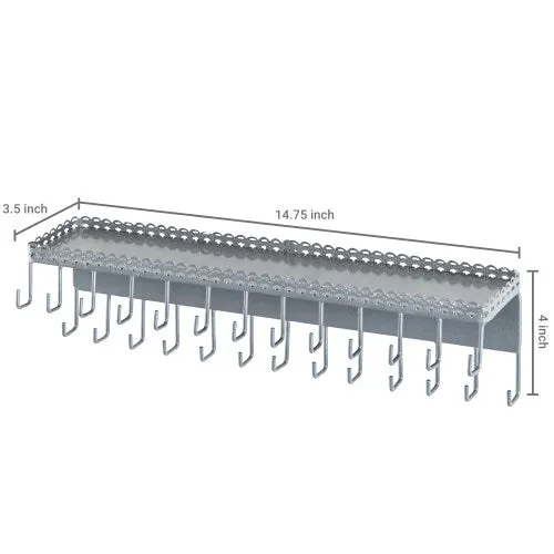 Wall-Mounted Silver Jewelry Organizer with Display Shelf