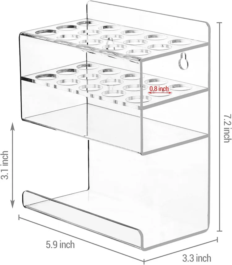 Wall Mounted Tiered Clear Acrylic Dry Erase Whiteboard Marker and Eraser Storage Holder Stand