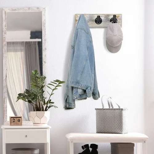 Whitewashed Wood & Industrial Style Metal Pipe Wall Rack