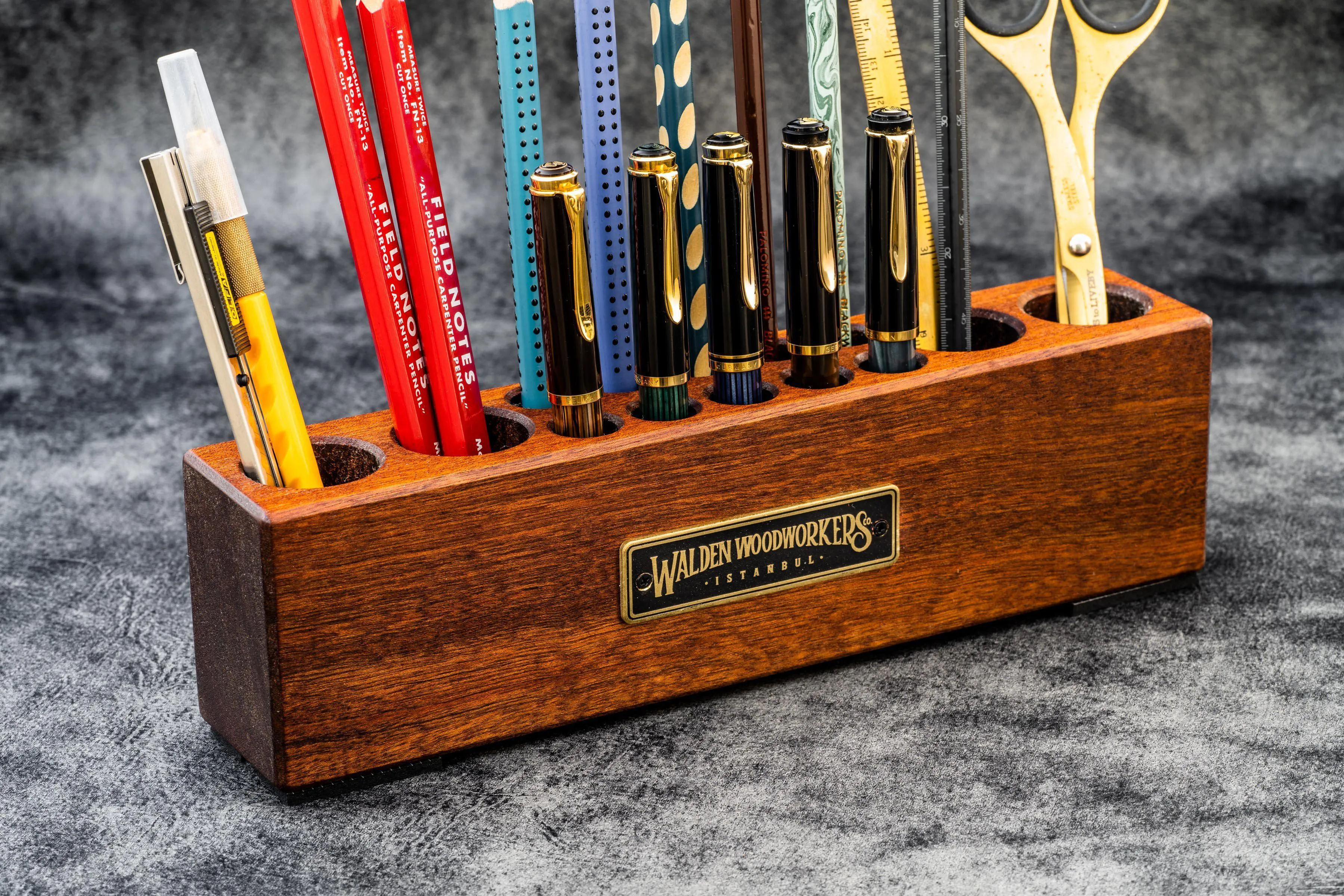 Wood Desk Organizer - Pen and Tool Holder - Mahogany