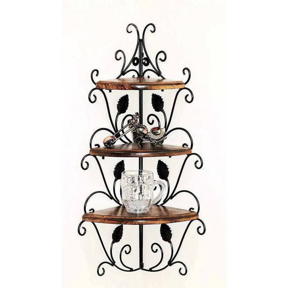 Wooden 3-Tier Corner Rack Shelf for Living Room