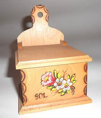 Wooden Salt Cellar Box Hand Painted Storage Box Wall Mounted Traditional