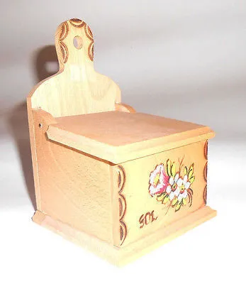 Wooden Salt Cellar Box Hand Painted Storage Box Wall Mounted Traditional