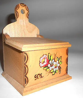 Wooden Salt Cellar Box Hand Painted Storage Box Wall Mounted Traditional
