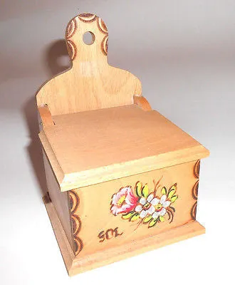 Wooden Salt Cellar Box Hand Painted Storage Box Wall Mounted Traditional