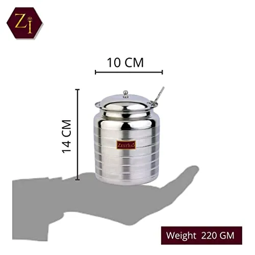 ZESTILO Oil Dispenser, Ghee Pot, Ghee Container, Oil Pot, Ghee Pot with Spoon, Platinum Finish (750 ml)